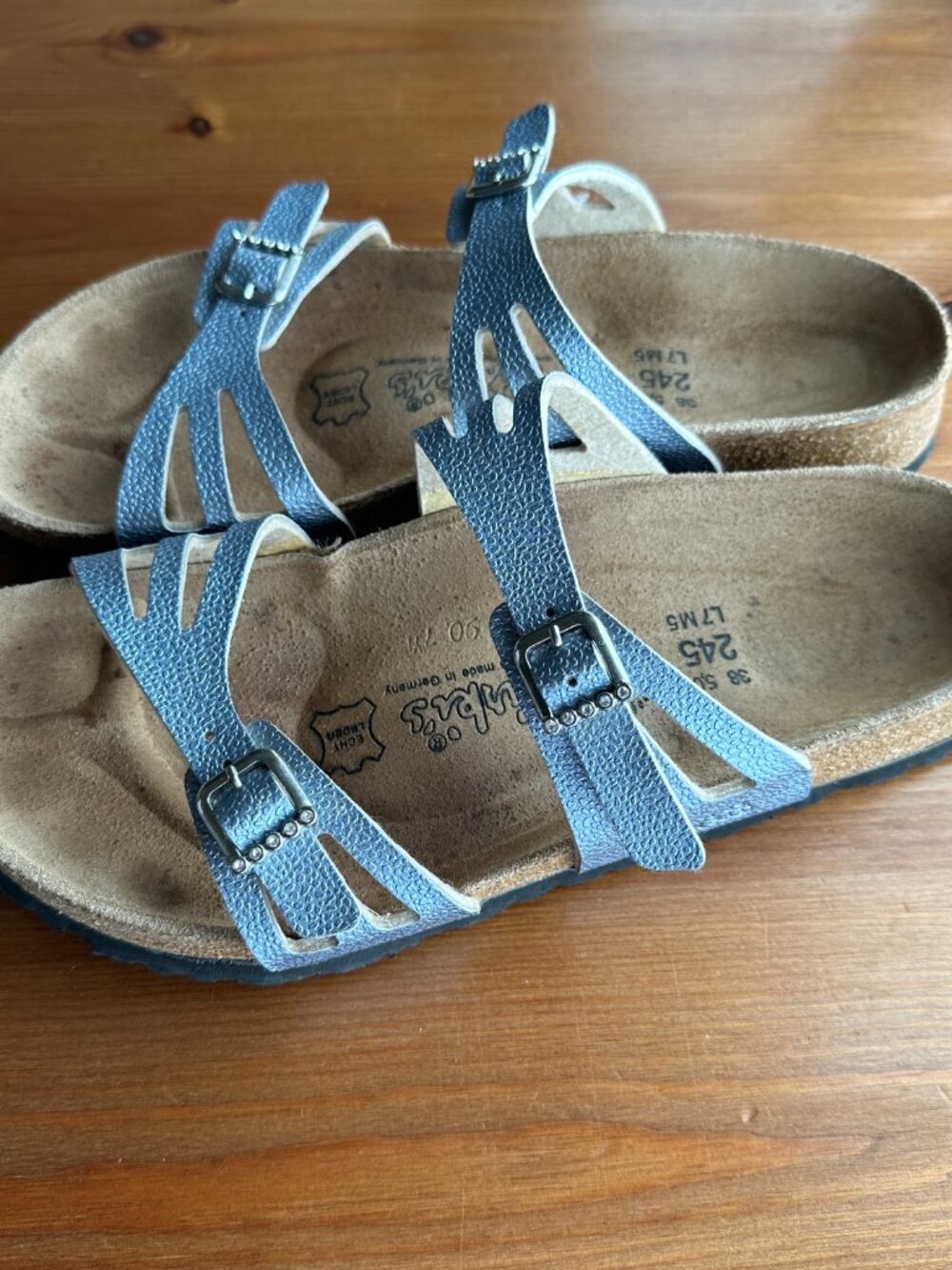 EUC Birkenstock Birki's Silver Metallic Crystal Buckle Granada Sandals - 7/EU 38 - Picture 5 of 12
